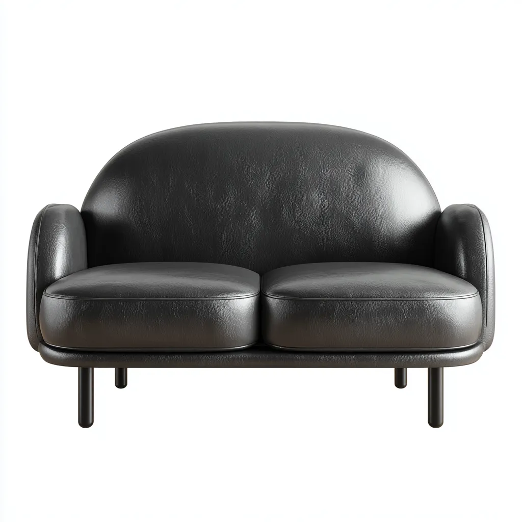 Canapé 2 places 150x85x80 cm - cuir véritable noir - design moderne minimaliste-Dwellingena