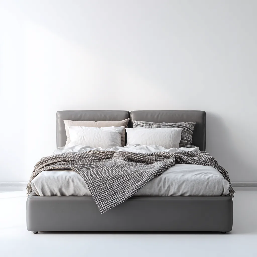 Lit double - simili cuir 160x200x95 cm - gris foncé - design contemporain pour chambre-Dwellingena