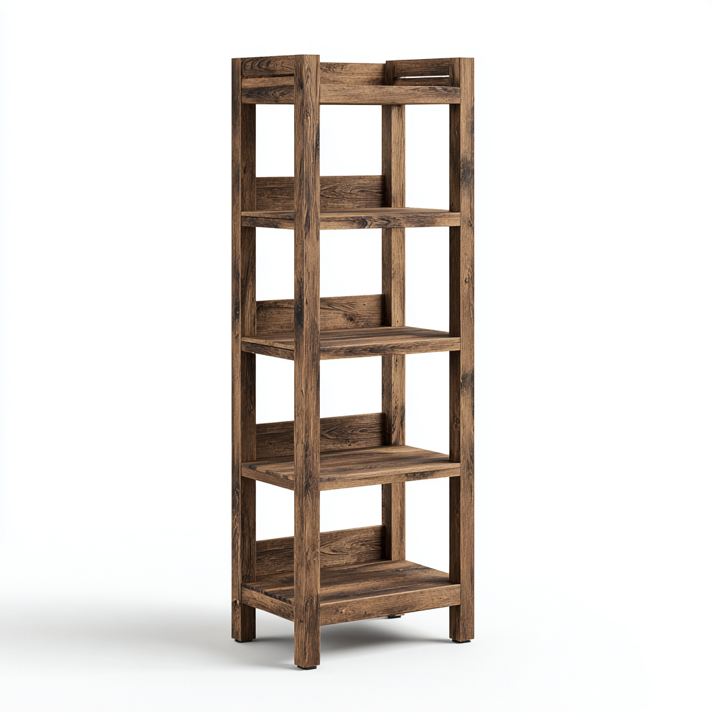 Bibliothèque bois 45x35x140 cm - chêne vieilli - style rustique-Dwellingena