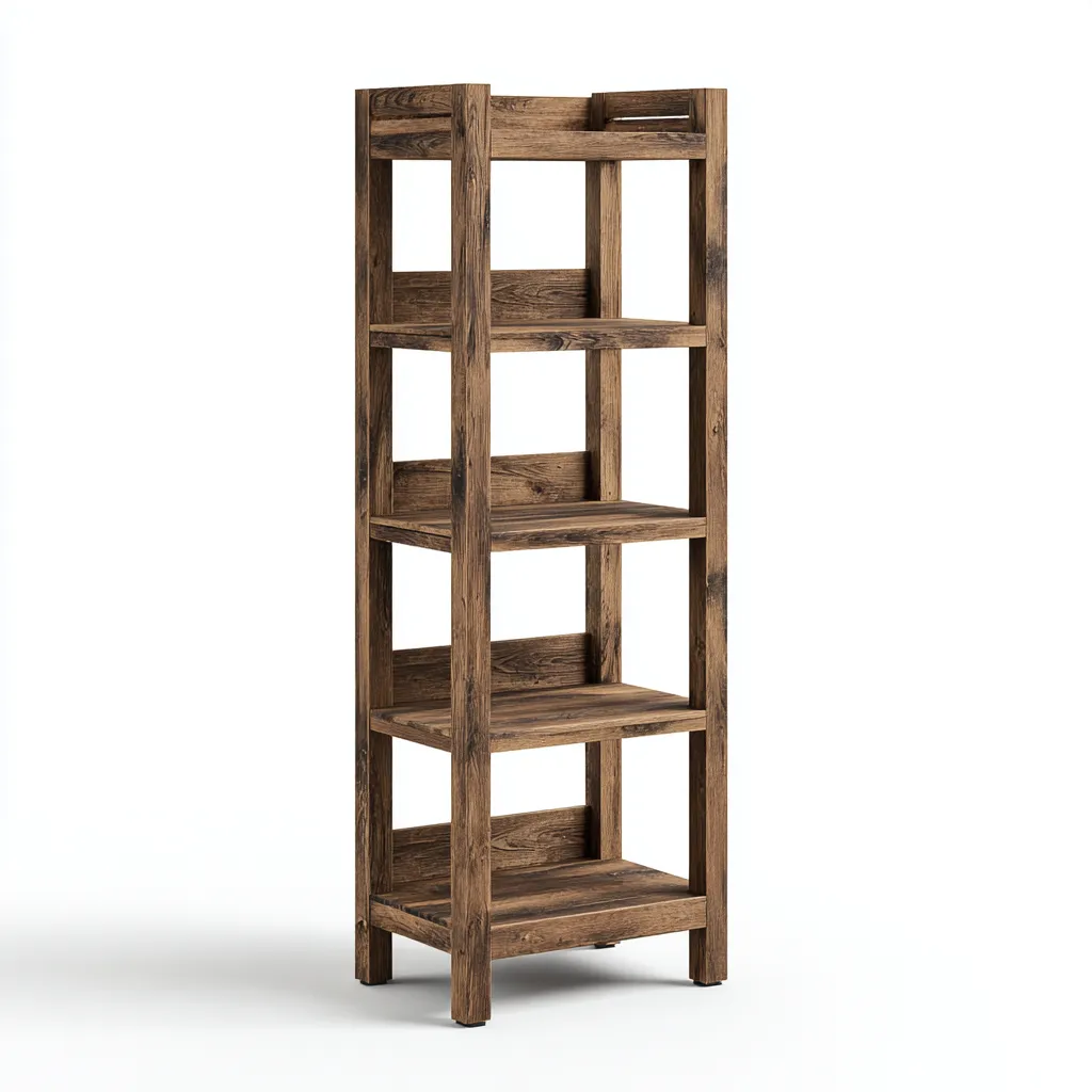 Bibliothèque bois 45x35x140 cm - chêne vieilli - style rustique-Dwellingena