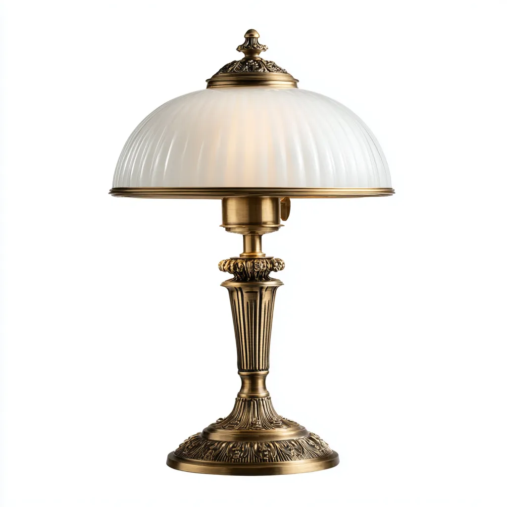 Lampe de table 25x25x45 cm - laiton antique et abat-jour en verre blanc - style classique élégant-Dwellingena