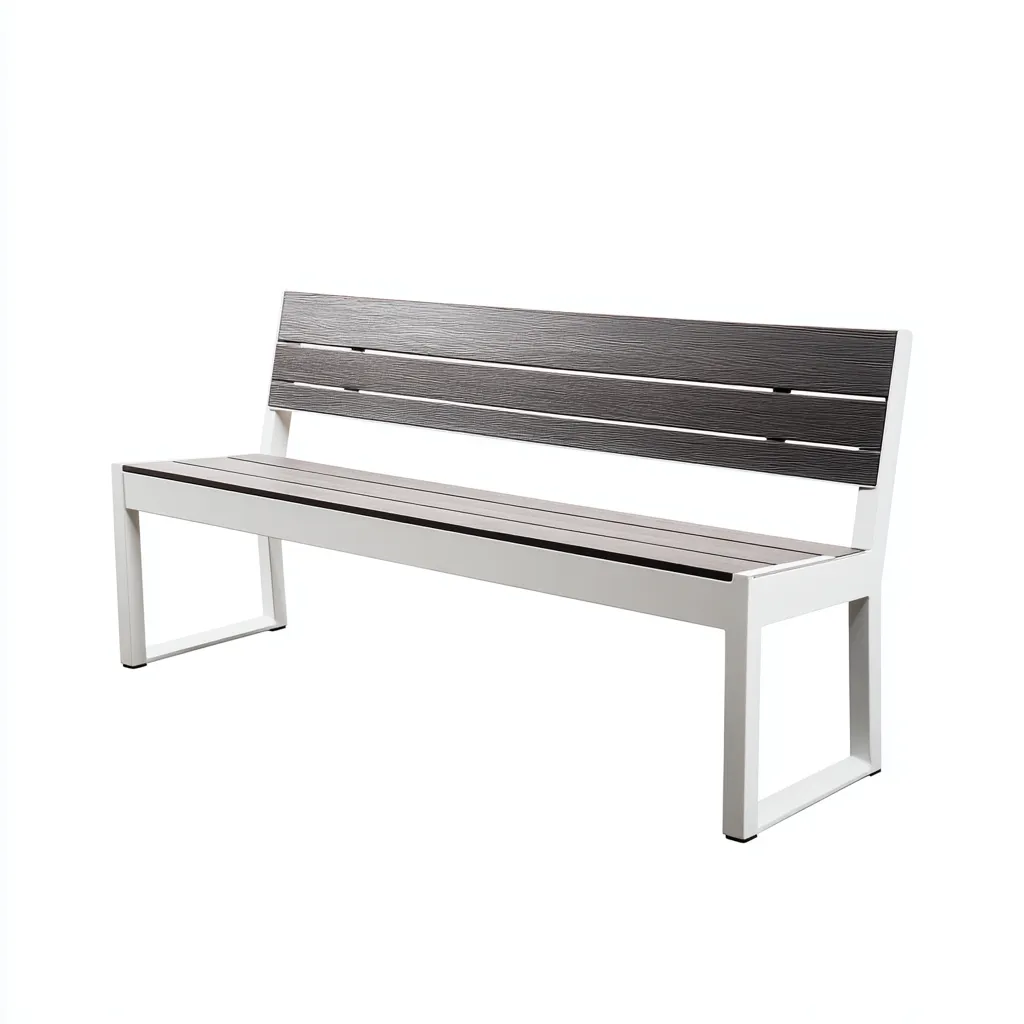 Banc de jardin 150x60x85 cm - aluminium blanc et lames en bois composite - style moderne-Dwellingena