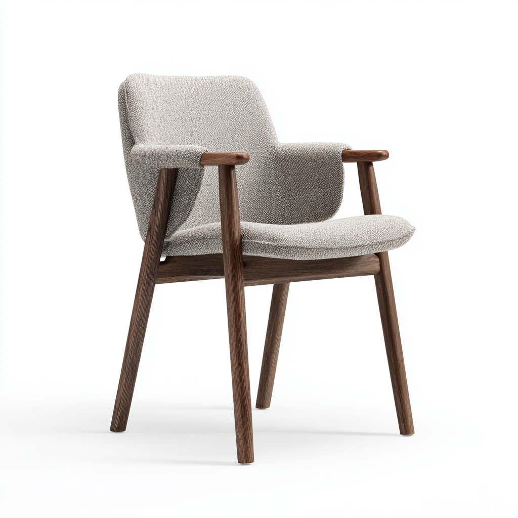 Fauteuil en tissu et bois 82x85x90 cm - gris-noyer - style moderne-Dwellingena