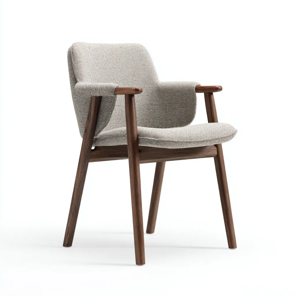 Fauteuil en tissu et bois 82x85x90 cm - gris-noyer - style moderne-Dwellingena