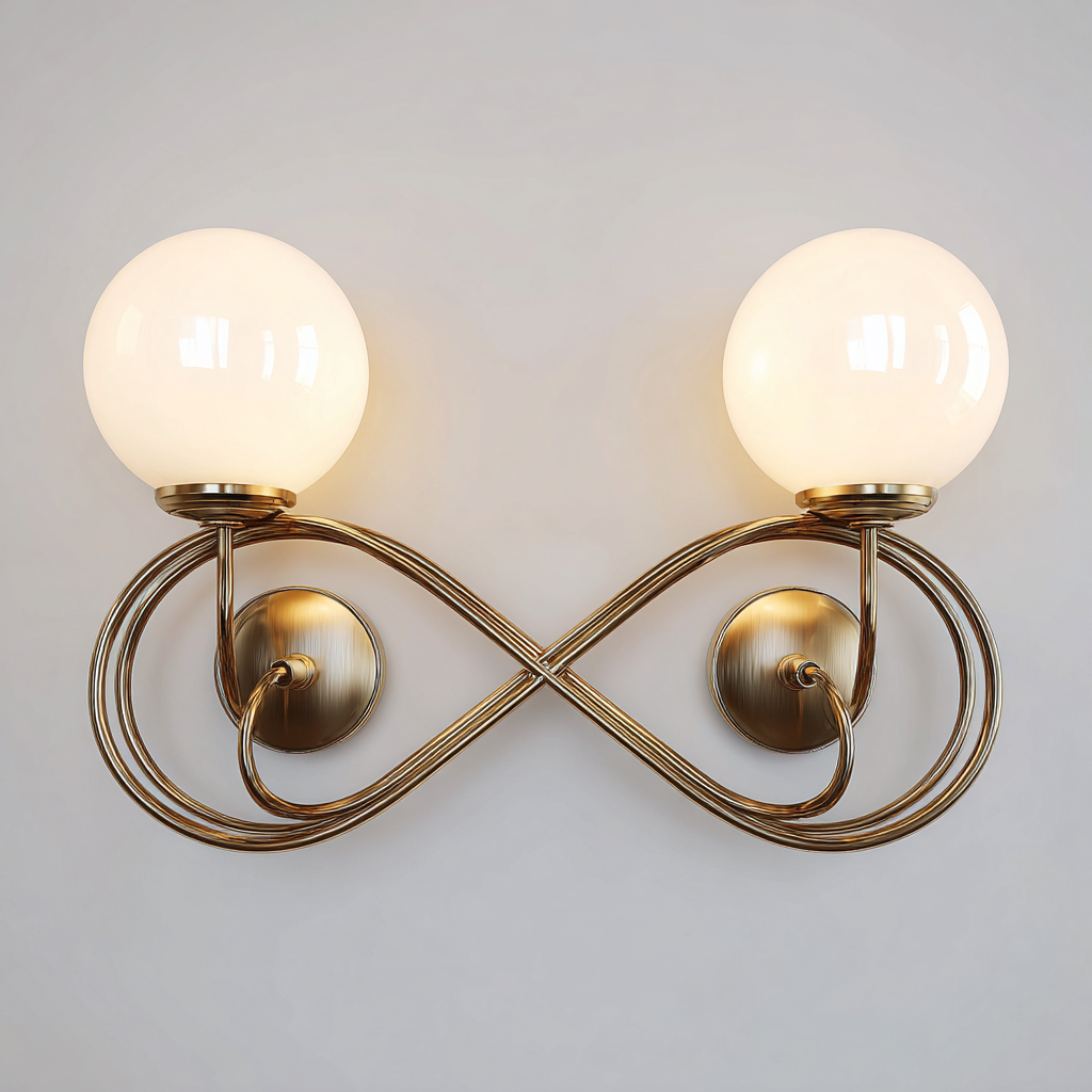 Applique murale métal et verre 45x18x30 cm - doré-blanc - style art déco-Dwellingena