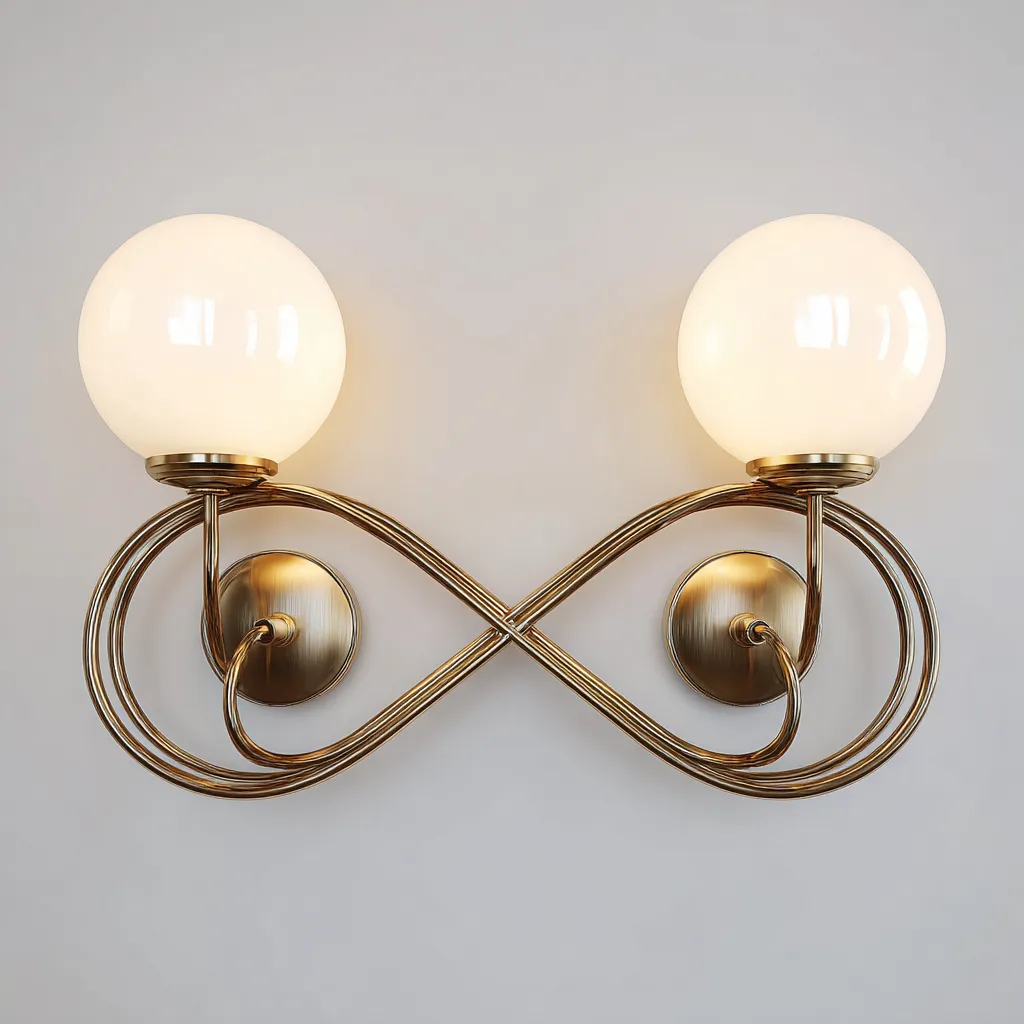 Applique murale métal et verre 45x18x30 cm - doré-blanc - style art déco-Dwellingena