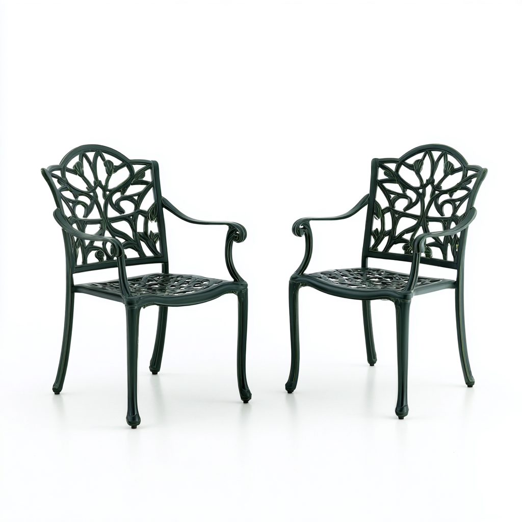 Chaise de jardin en aluminium moulé 55x60x90 cm - vert foncé - style classique-Dwellingena