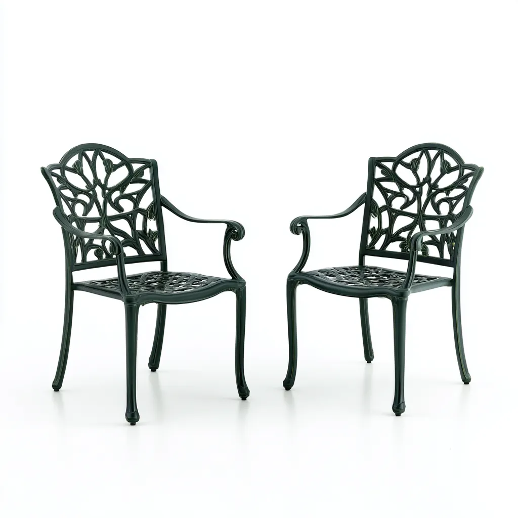 Chaise de jardin en aluminium moulé 55x60x90 cm - vert foncé - style classique-Dwellingena