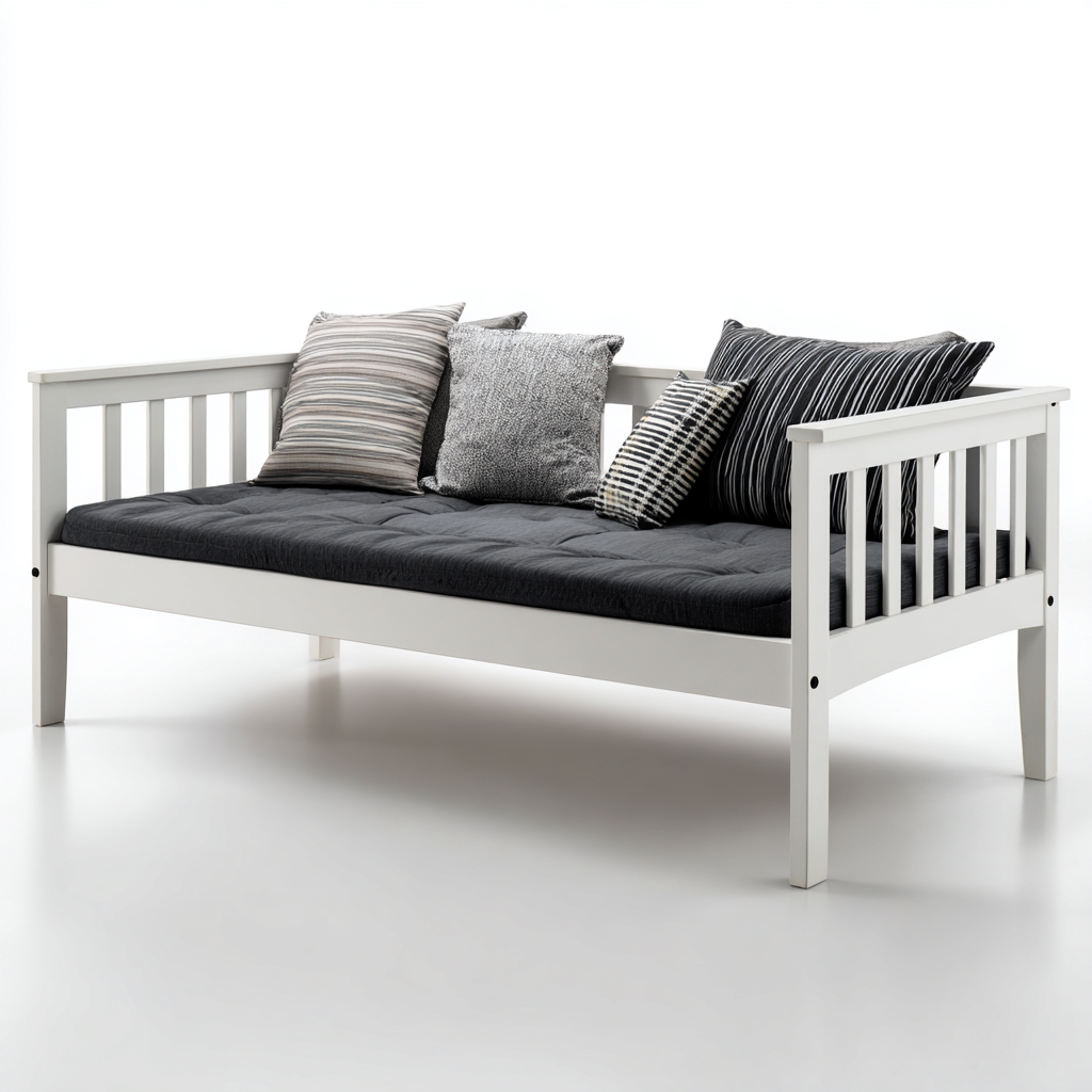 Canapé lit - bois massif 200x90x85 cm - blanc - style scandinave pour chambre-Dwellingena