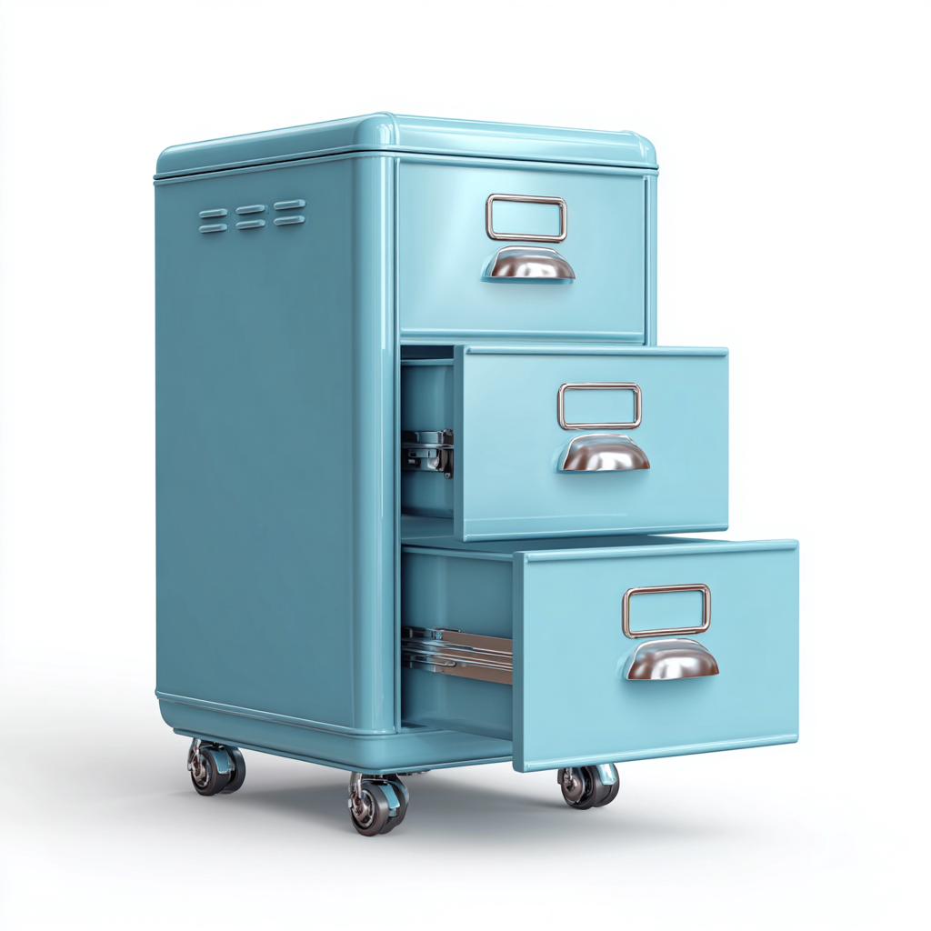 Armoire de bureau mobile - Métal-3 tiroirs - 40x50x80 cm - Bleu ciel - Design vintage et pratique-Dwellingena