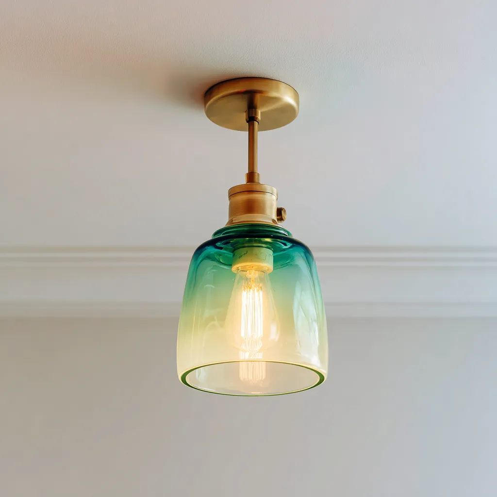 Applique murale en verre et métal 15x15x25 cm - vert dégradé-or - design moderne-Dwellingena