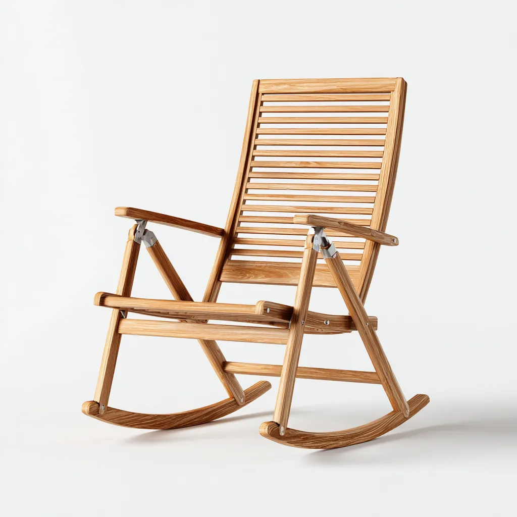 Fauteuil à bascule 60x90x100 cm - bois massif - couleur naturelle - design classique-Dwellingena