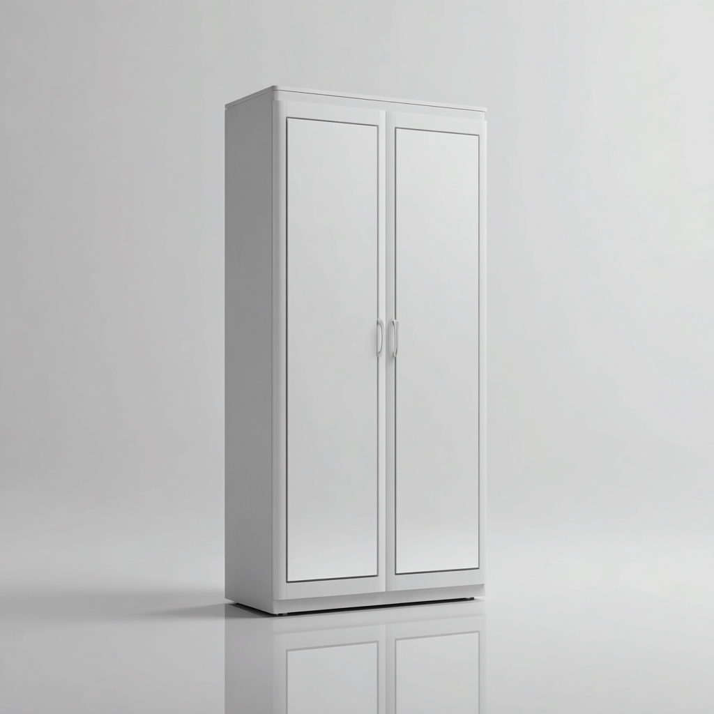 Armoire en bois 2 portes 80x50x180 cm - blanc - design simple-Dwellingena
