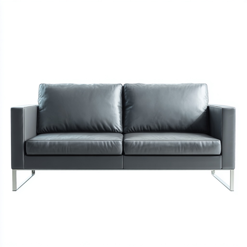 Canapé 2 places cuir et métal 165x85x82 cm - gris anthracite - style contemporain-Dwellingena