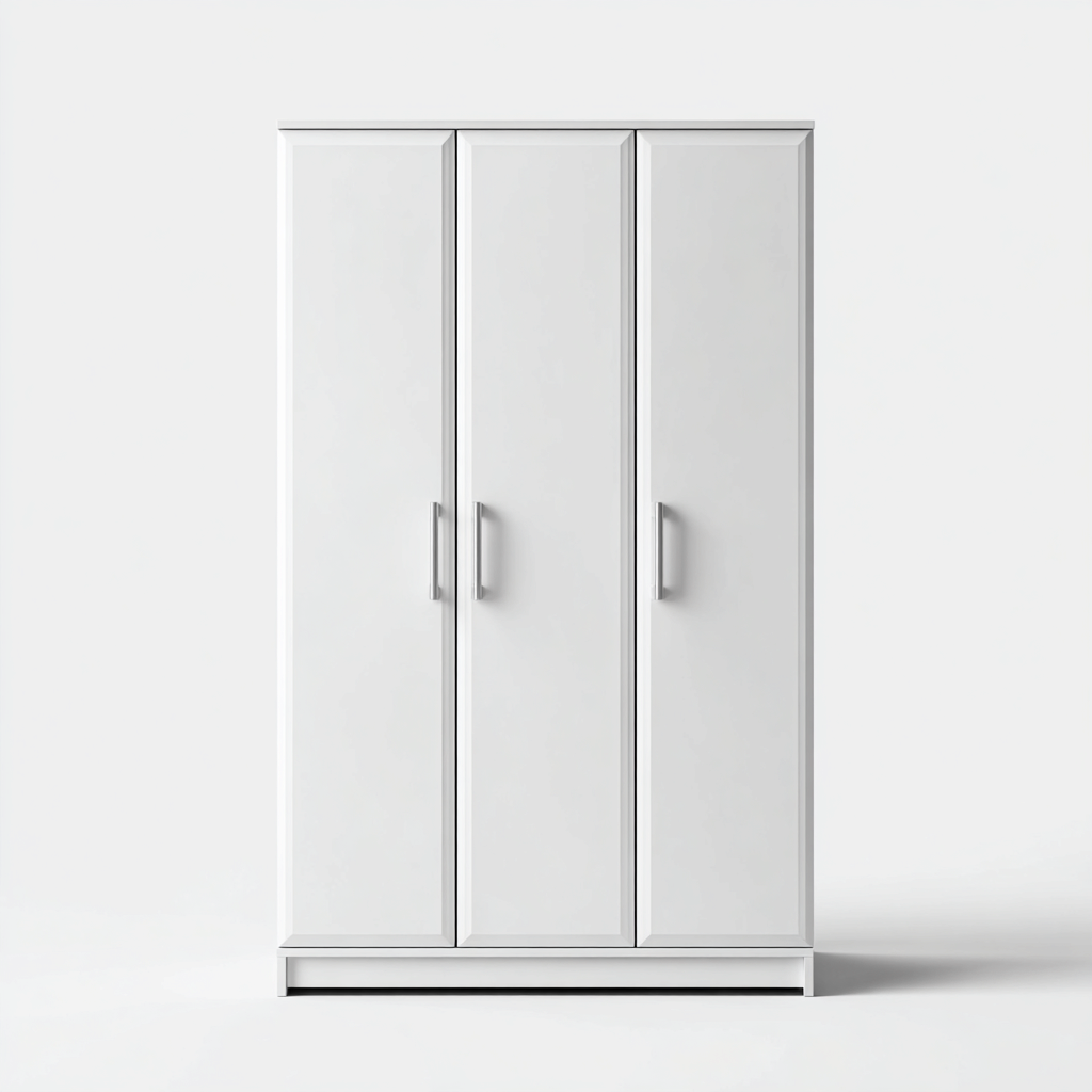 Armoire 3 portes 120x50x190 cm - bois composite - blanc - design moderne-Dwellingena