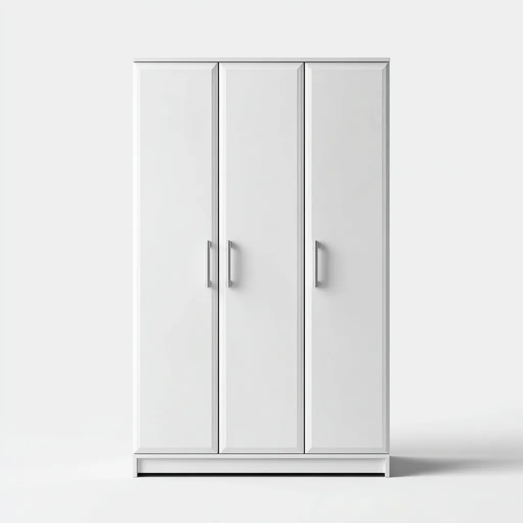 Armoire 3 portes 120x50x190 cm - bois composite - blanc - design moderne-Dwellingena