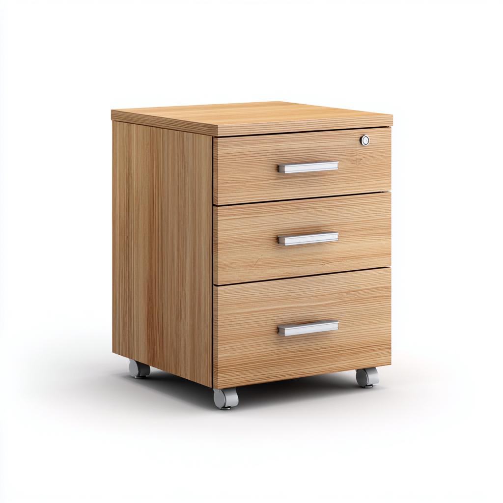 Armoire de bureau - Bois-3 tiroirs - 40x50x60 cm - Bois clair - Fonctionnel et compact-Dwellingena