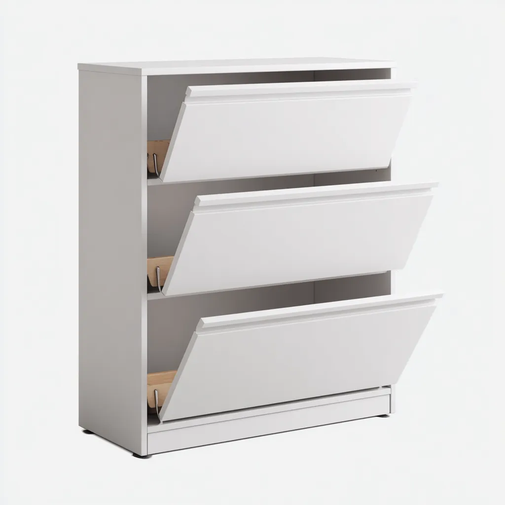 Meuble à chaussures en MDF 70x25x110 cm - blanc - 3 abattants - design moderne-Dwellingena