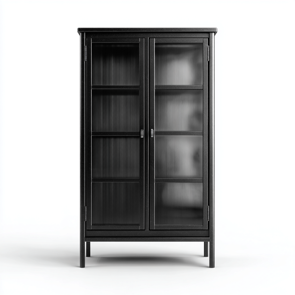 Vitrine métal/verre 110x40x150 cm - noir - design moderne