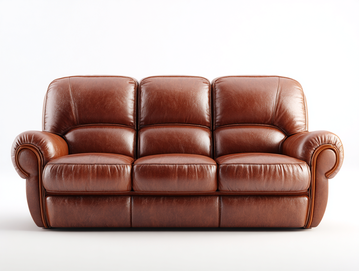 Canapé 3 places cuir véritable 205x95x95 cm - brun - design classique