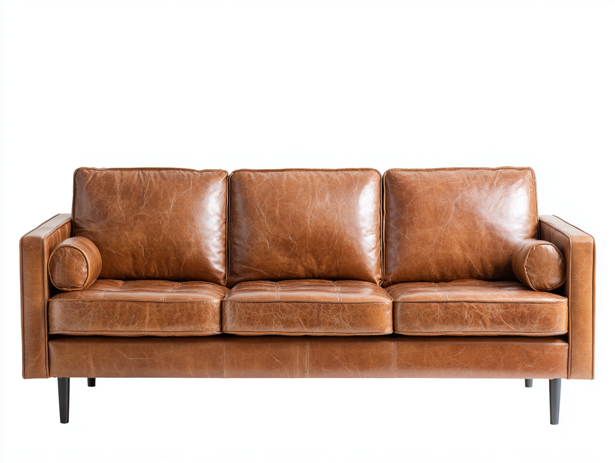 Canapé 3 places cuir véritable 205x85x85 cm - brun - design moderne