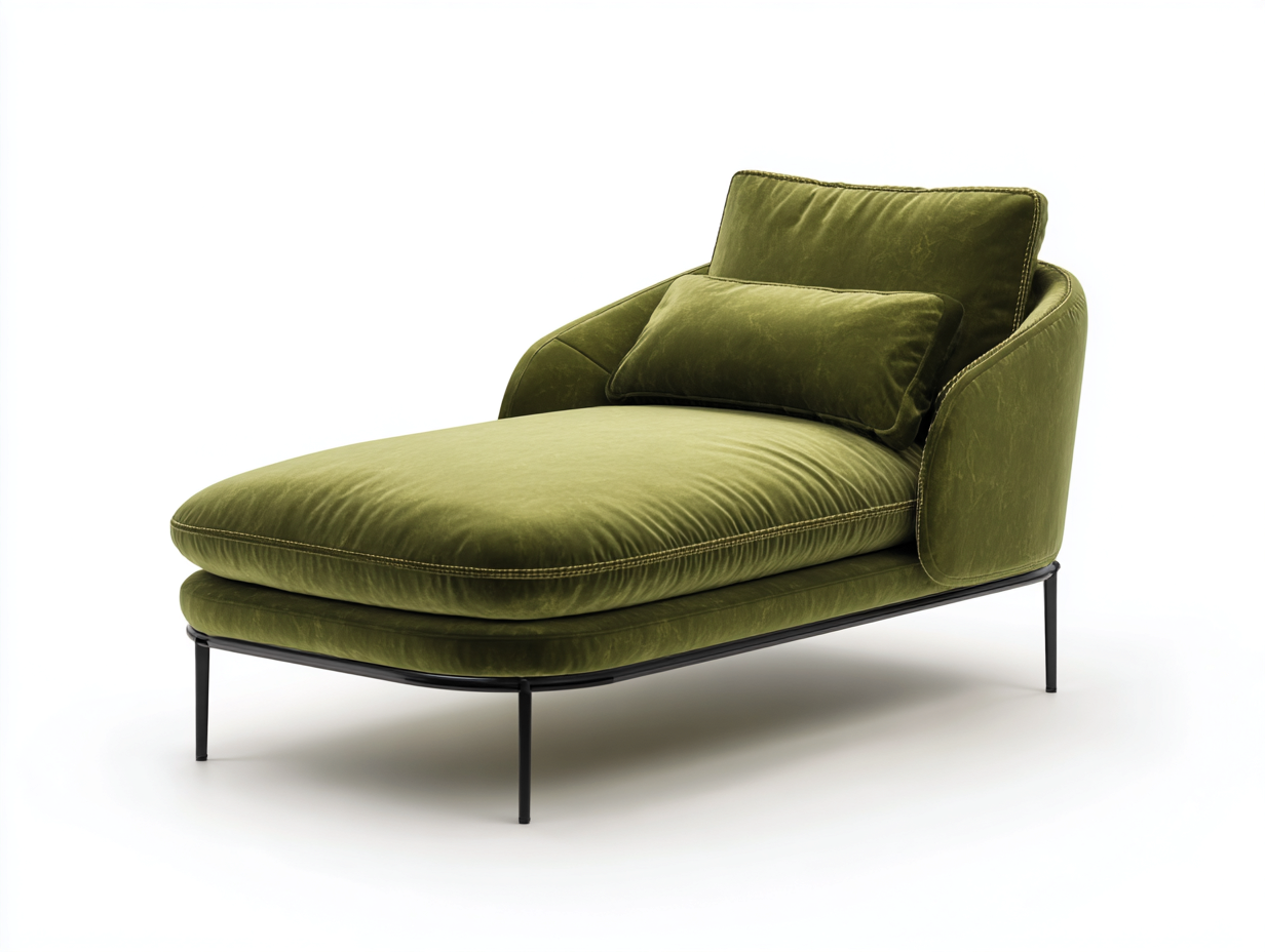 Chaise longue velours 160x75x85 cm - vert - design moderne