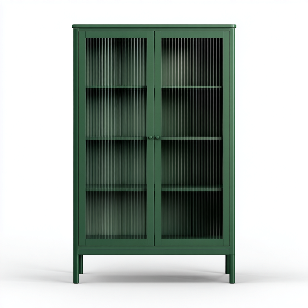 Vitrine métal verre 85x40x160 cm - vert foncé - design moderne