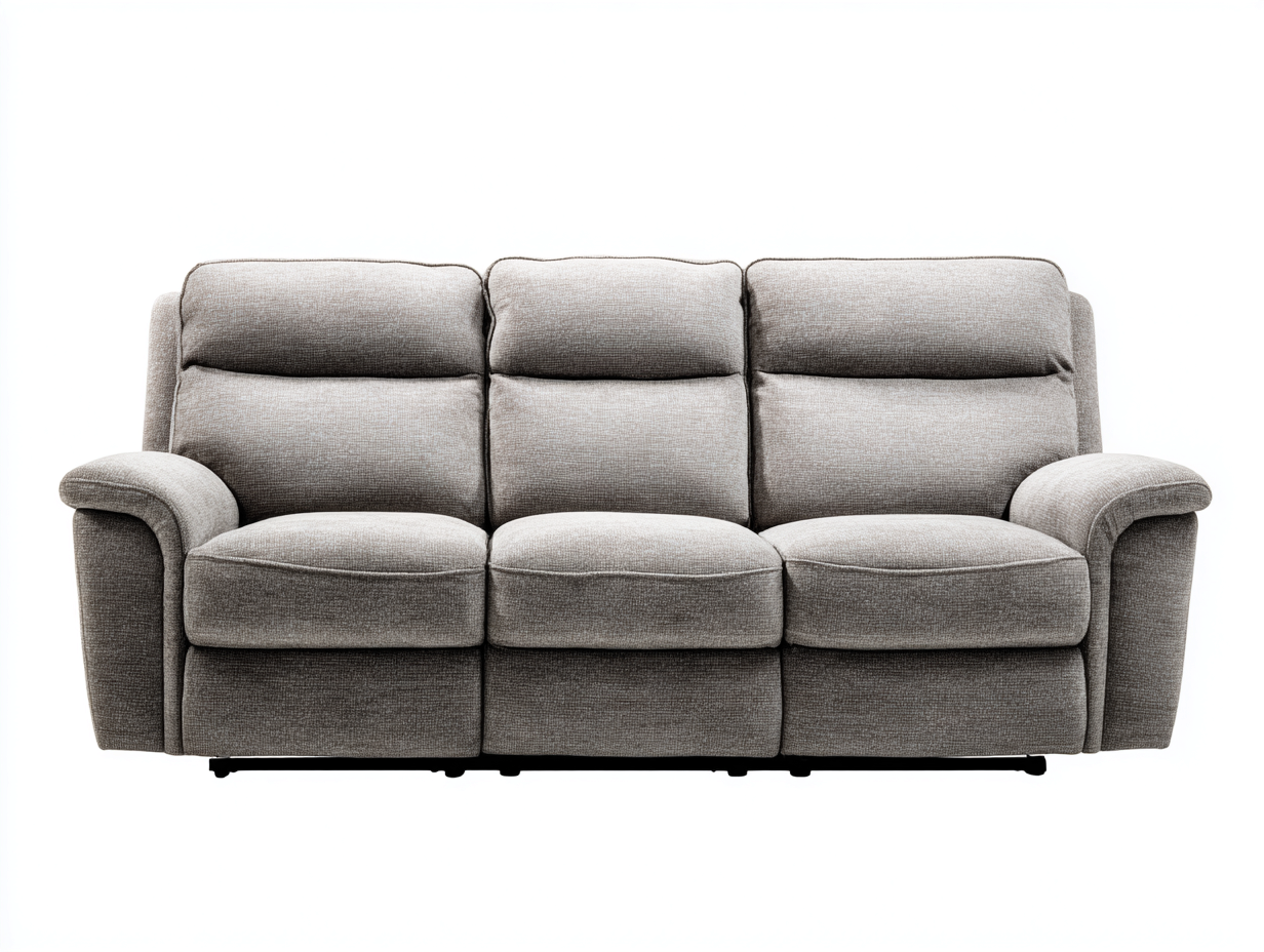 Canapé 3 places tissu 210x95x100 cm - gris clair - dossier et repose-pieds réglables - design moderne