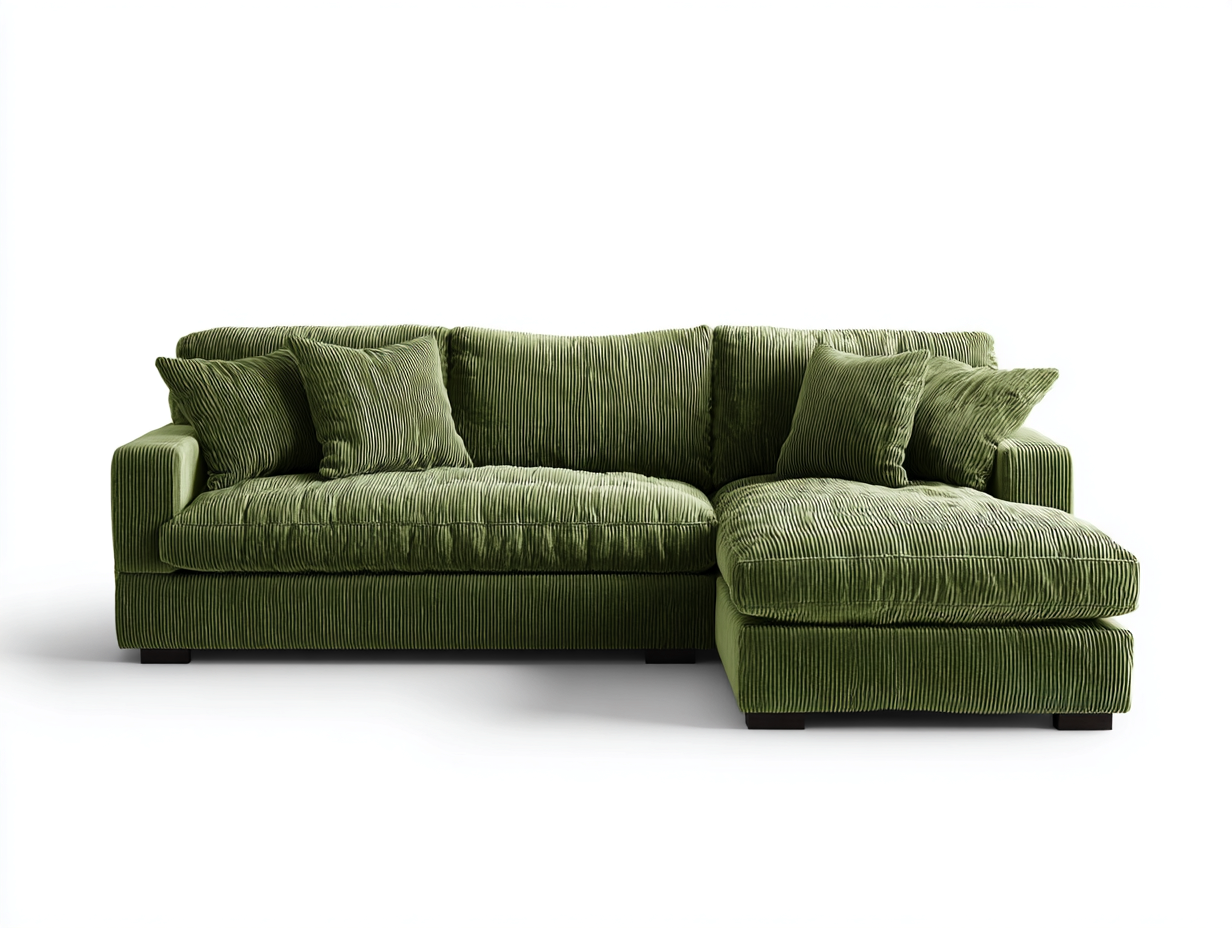 Canapé d'angle tissu côtelé 280x170x85 cm - vert - style contemporain