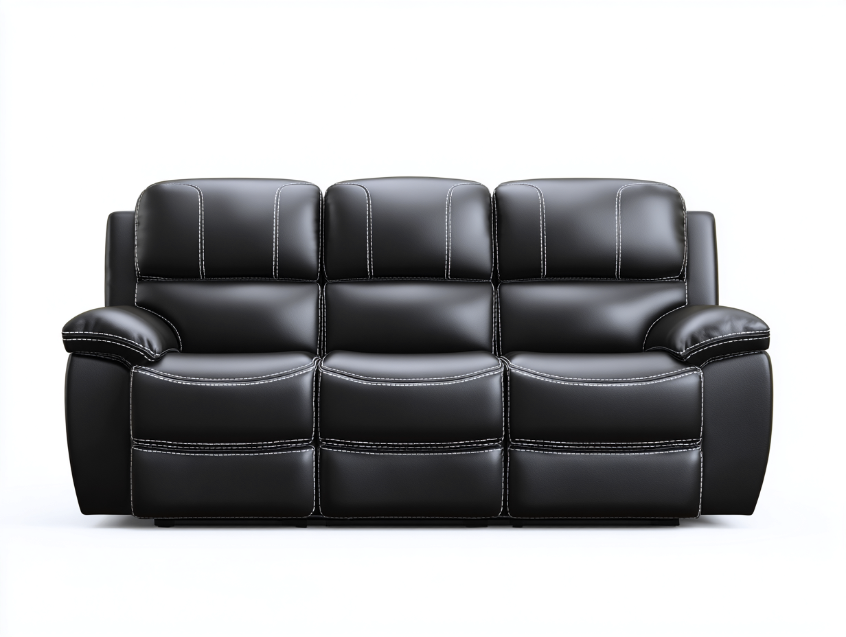 Canapé 3 places simili cuir 198x92x100 cm - noir - design moderne