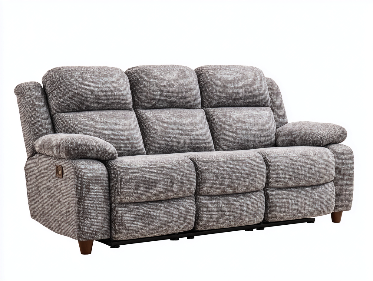 Canapé 3 places relax 210x95x100 cm - gris - dossiers et repose-pieds réglables