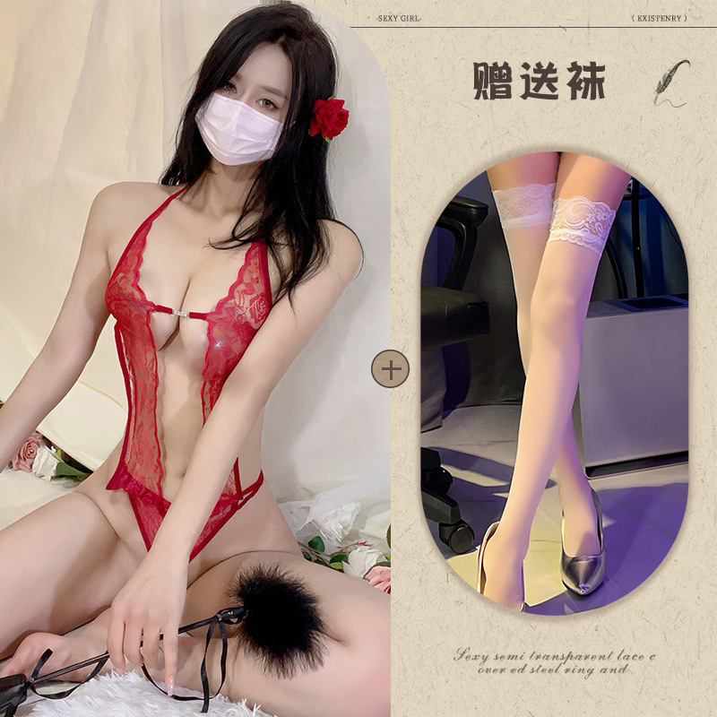 Night Listening Fragrance European and American Sexy Underwear Amazon Foreign Trade Supply See-through Backless Body Shaping Self-Tie Lace Wholesale