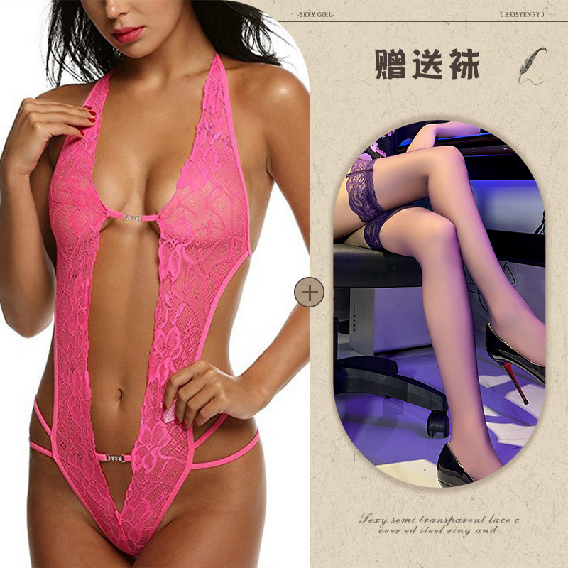 Night Listening Fragrance European and American Sexy Underwear Amazon Foreign Trade Supply See-through Backless Body Shaping Self-Tie Lace Wholesale