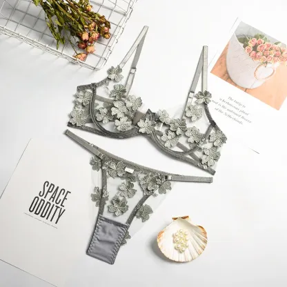 Sexy Lace 2-Piece Lingerie Set for Women – Sheer Bra & G-String Panty | Romantic Nightwear for Couples & Special Moments