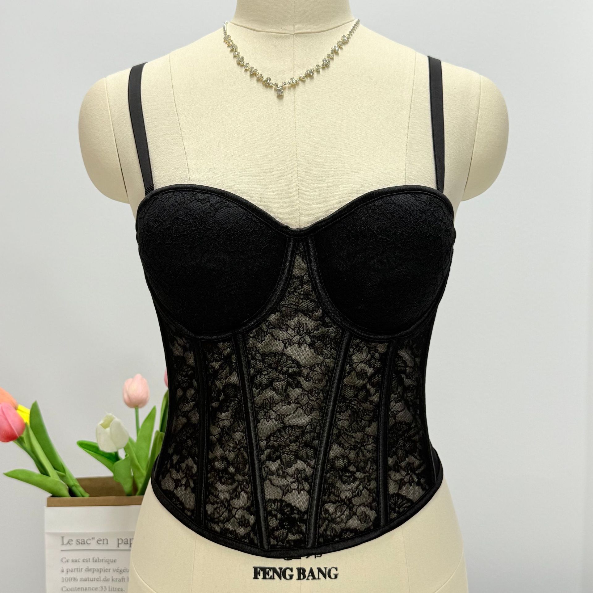 Wine Red Lace Strapless Bustier Top for Women – Shaping Tube Top with Boning | Sexy Party Corset Style Sleeveless Crop