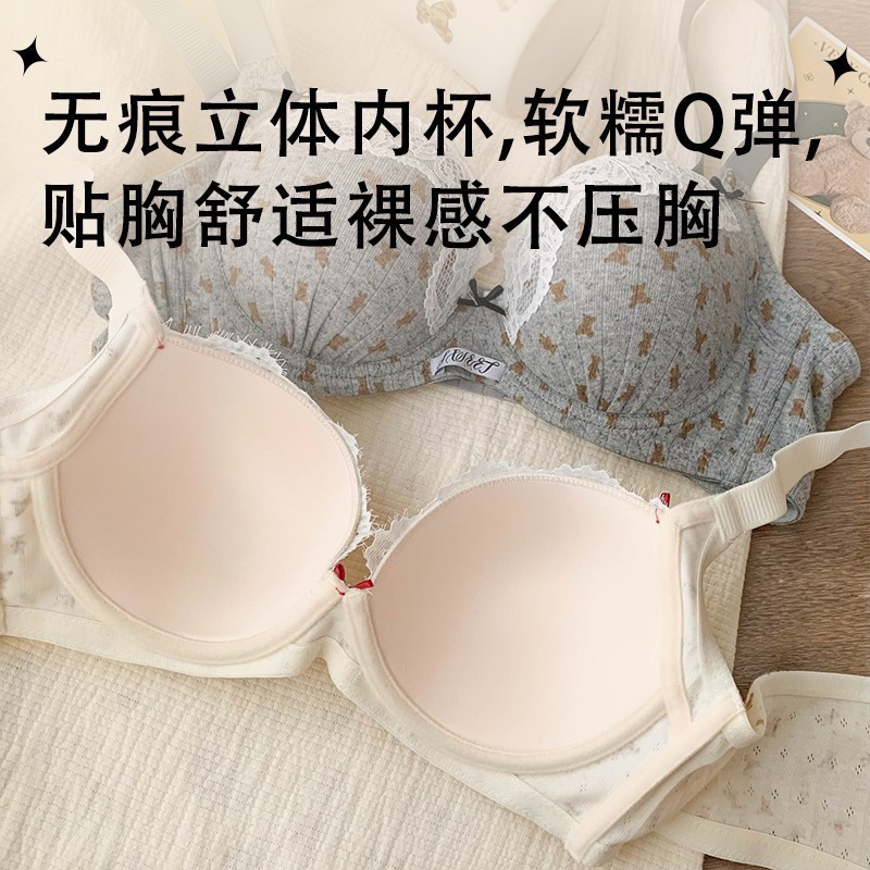 French Floral Lace Push-Up Bra – Small Bust Support, Anti-Sag Lift | Thin Soft Cups with Adjustable Straps for Everyday Comfort
