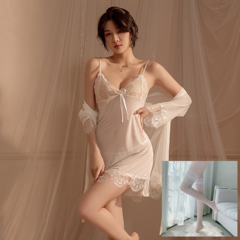 Lezhixian New Sexy Lingerie for Women Plus Size Transparent Temptation Strap Sexy Lace Nightdress Set Wholesale