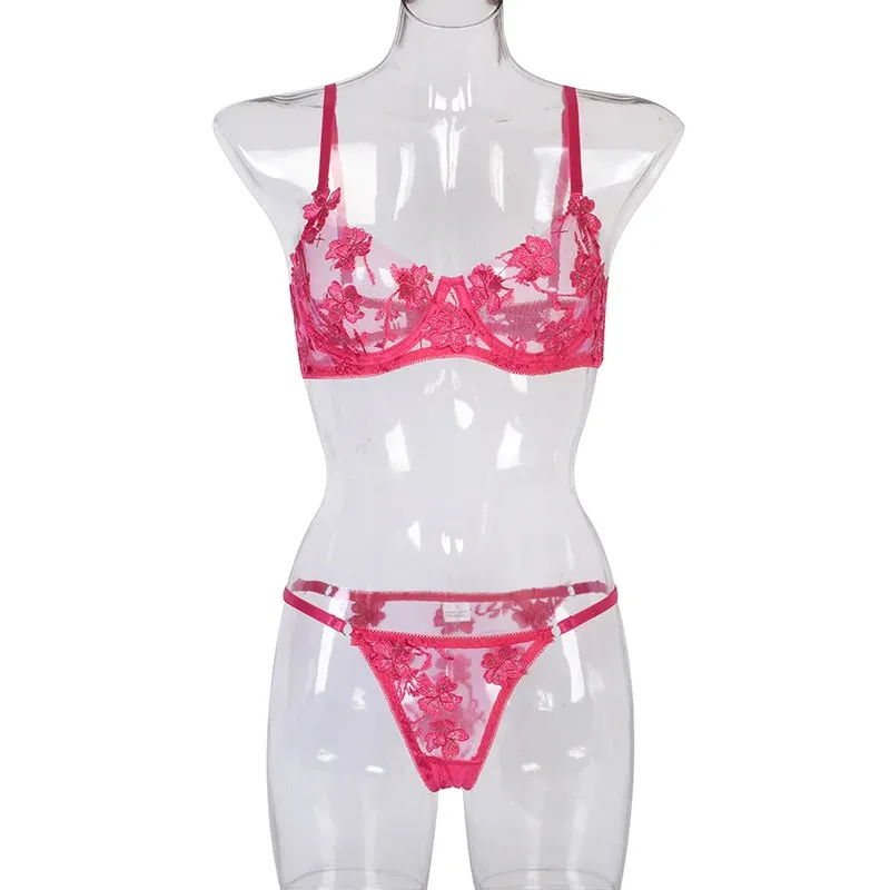 Sexy Lace 2-Piece Lingerie Set for Women – Sheer Bra & G-String Panty | Romantic Nightwear for Couples & Special Moments