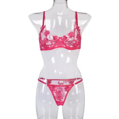 Sexy Lace 2-Piece Lingerie Set for Women – Sheer Bra & G-String Panty | Romantic Nightwear for Couples & Special Moments