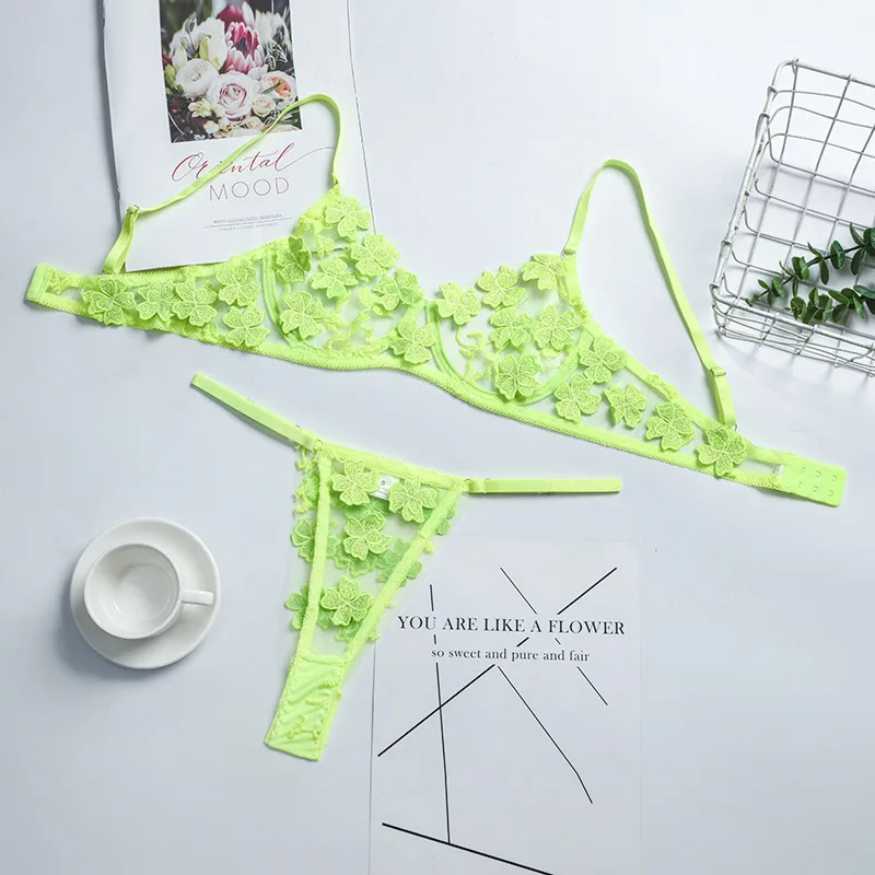 Sexy Lace 2-Piece Lingerie Set for Women – Sheer Bra & G-String Panty | Romantic Nightwear for Couples & Special Moments