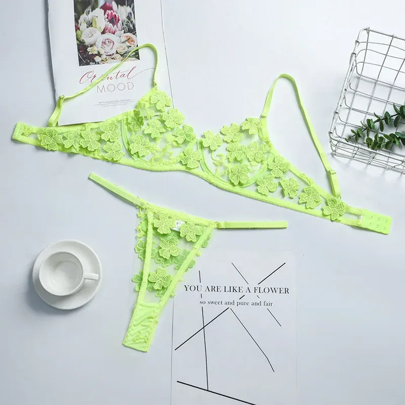 Sexy Lace 2-Piece Lingerie Set for Women – Sheer Bra & G-String Panty | Romantic Nightwear for Couples & Special Moments