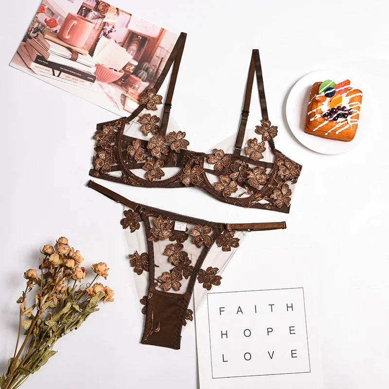 Sexy Lace 2-Piece Lingerie Set for Women – Sheer Bra & G-String Panty | Romantic Nightwear for Couples & Special Moments