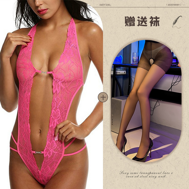 Night Listening Fragrance European and American Sexy Underwear Amazon Foreign Trade Supply See-through Backless Body Shaping Self-Tie Lace Wholesale