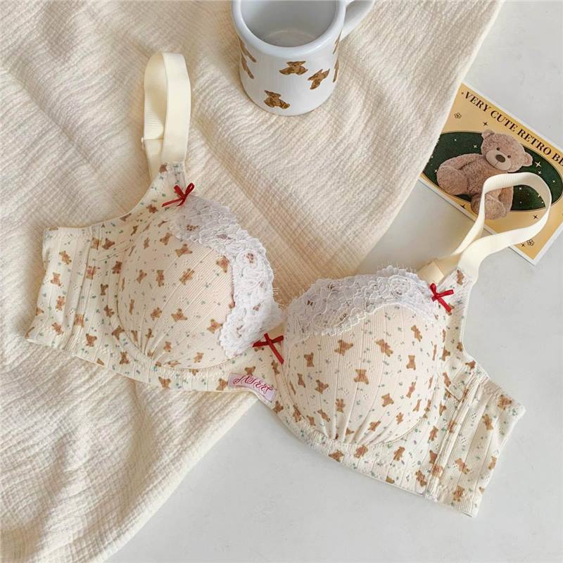 French Floral Lace Push-Up Bra – Small Bust Support, Anti-Sag Lift | Thin Soft Cups with Adjustable Straps for Everyday Comfort