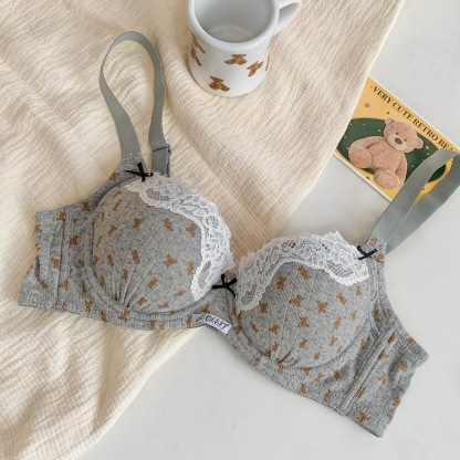 French Floral Lace Push-Up Bra – Small Bust Support, Anti-Sag Lift | Thin Soft Cups with Adjustable Straps for Everyday Comfort