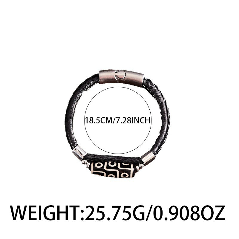 Tibetan Nine-Eyed Dzi Bead Bracelet Leather Woven Peace Bracelet Couple Ethnic Style Accessories Lucky Bead Bracelet Jewelry