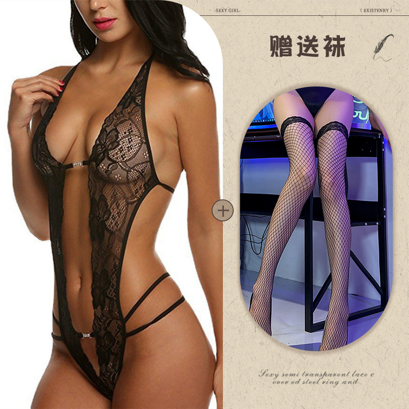 Night Listening Fragrance European and American Sexy Underwear Amazon Foreign Trade Supply See-through Backless Body Shaping Self-Tie Lace Wholesale