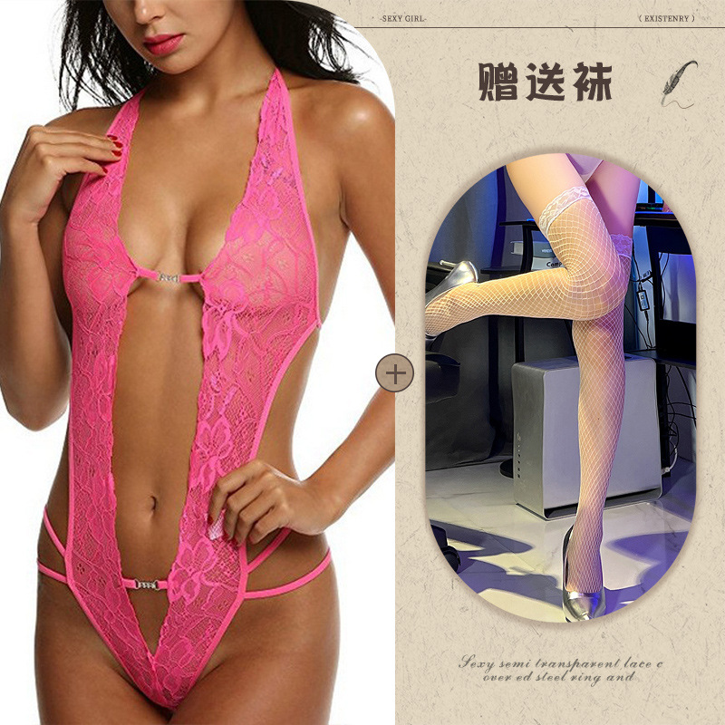 Night Listening Fragrance European and American Sexy Underwear Amazon Foreign Trade Supply See-through Backless Body Shaping Self-Tie Lace Wholesale