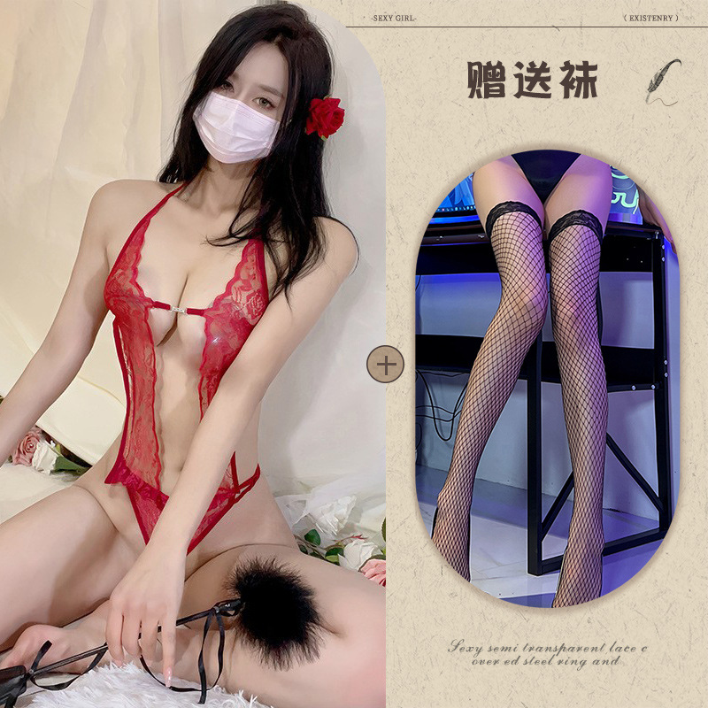 Night Listening Fragrance European and American Sexy Underwear Amazon Foreign Trade Supply See-through Backless Body Shaping Self-Tie Lace Wholesale