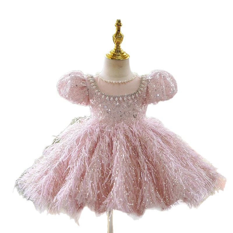 03 Toddler Girls' Birthday Princess Dress Satin & Tulle Formal Gown for Violin & Piano Performance